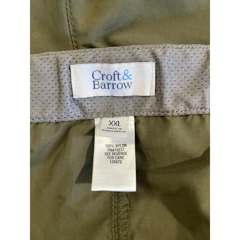 Croft &Barrow Men's XXL  Olive Nylon Cargo Hiking Shorts Belted Quick Dry 44-46